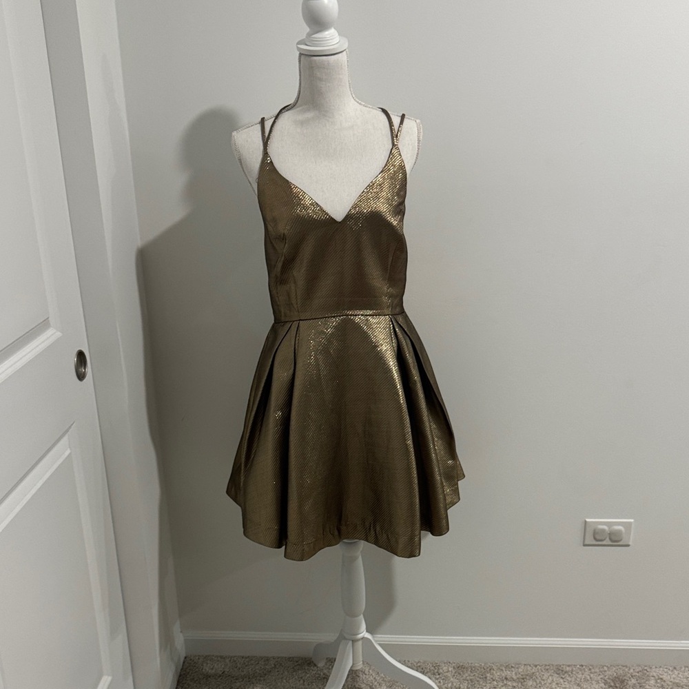 Fashion Nova Metallic Gold Mini Dress